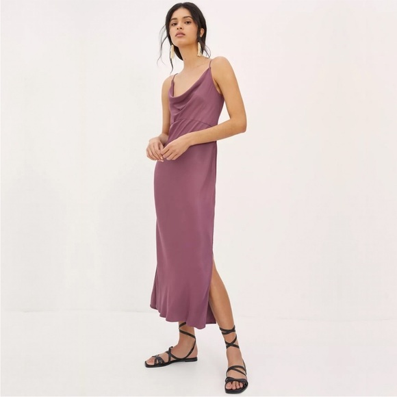 Anthropologie Plum Midi Silk Slip Dress size Small - Picture 3 of 11